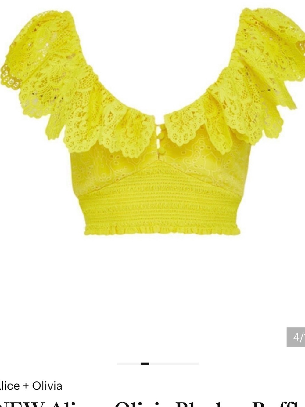 Alice + Olivia Yellow Lace Ruffle Crop Top - Picture 6 of 6
